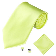 Men's Lemon Yellow Solid Suit Set with Tie Cufflinks and