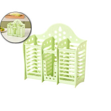 Plastic Utensil Holder Wall-Mounted Draining Basket Green