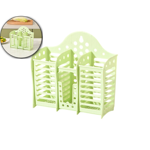 Plastic Utensil Holder Wall-Mounted Draining Basket Green
