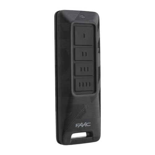 Black Dual-Frequency Remote Control, 4-Button, Compatible with FAAC Gate Automation Systems, Compact Design 1