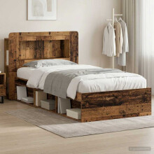 vidaXL Bed Frame with Storage Old Wood 75 x 190 cm Engineered Wood