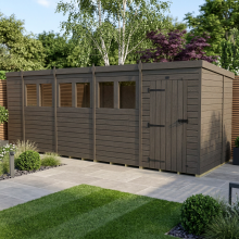 18x7 Pent Composite Shed Tanalised (Single Door, With Windows)
