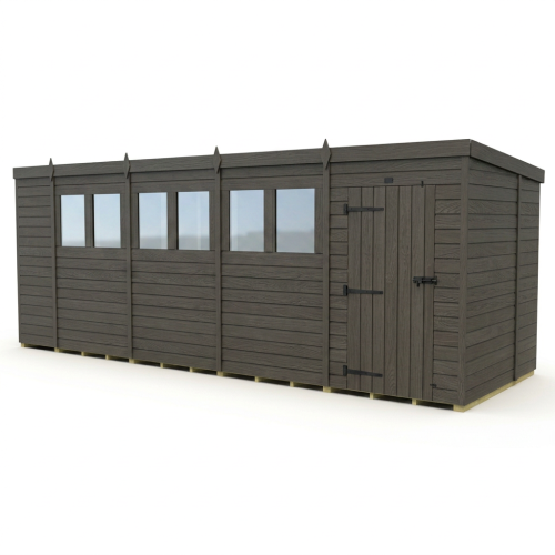 18x7 Pent Composite Shed Tanalised (Single Door, With Windows) 1