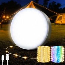 Linternas de camping recargables por USB con 8 modos de iluminación, control remoto y temporizador, batería de 12 horas de duració