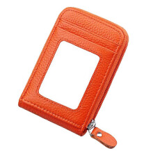 Accurate RFID Protection, Genuine Leather Credit Card Organizer, Compact Zippered Wallet with Accordion Style for Daily Use (Secure Sto
