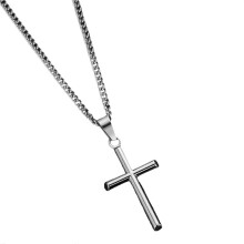 Versatile Stainless Steel Crosses Necklace Charm With Adjustable Length Suitable for All Genders And Casual Outfits Silver