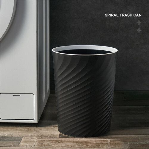 Plastic Small Trash Can Wastebasket, Garbage Container Basket for Bathrooms, Kitchens, Offices, Dorms, (Black) 2