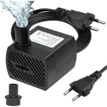 Mini nedsenkbar vannpumpe (350 l/t, 5 W), ultrastille akvariepumpe 3 sugekopper 2 dyser, justerbar