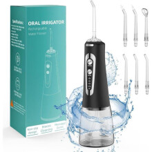 Jet Dentaire Hydropulseur Kannettava Sans Fil Ladattava 5 Mode 6 Buses Capacité 300 ML