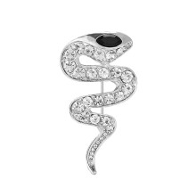 Unique One Eyed Snake Brooch Lapel Pin Accessory Adorned With Shimmering Rhinestones Suitable For Various Outfits  Silver