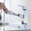 Bathroom Sink Faucet with Pull-Out Sprayer, Chrome Waterfall Basin Tap 2