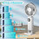 Portable Handheld Fan, USB-C Charging, 1200mAh Battery, 5-Speed Adjustable, White with Loop Strap 2