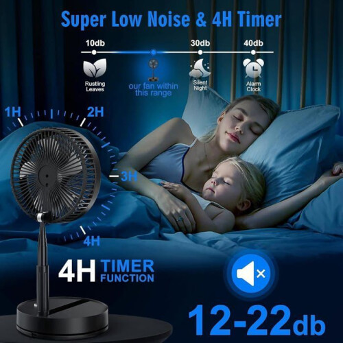 Portable Oscillating Fan, 9 Inch, Quiet, 4 Speeds, Remote Control 2