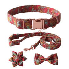 4PCS/Set Cute Dog Collar+Leash+Necktie Set Featuring Flower Decoration for Fashion Pet Owners Elevates Your Pet Style 1.5 and 35CM