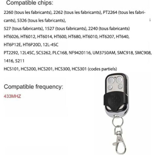 Universal Gate Remote Control, Fixed Code, 433.92 MHz, Pack of 3, Durable Compact Design 1