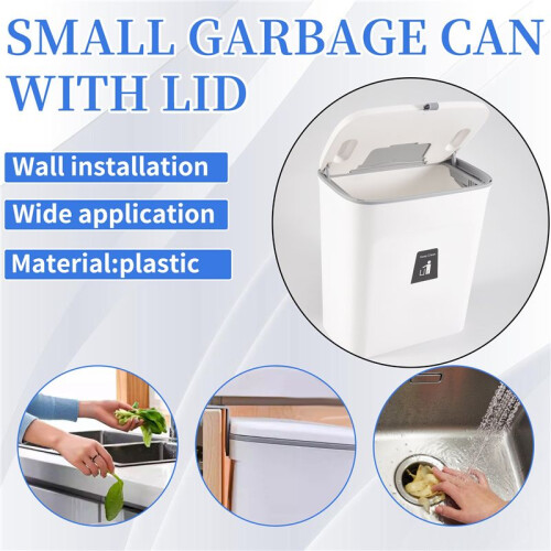 Kitchen Compost Bin for Counter Top or Under Sink, Hanging Small Trash Can with Lid,Mountable Indoor Compost Bucket(C) 2