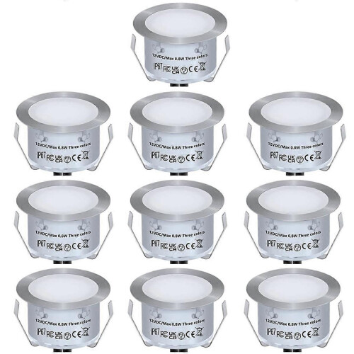 Recessed LED Deck Light Kits, 10-Pack, Waterproof, Outdoor LED Lighting