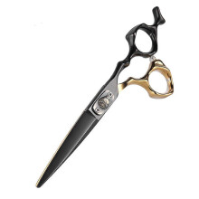 6" Japanese Steel Hair Scissors, Gold Titanium Coating, with Adjustable Screw for Custom Tension, Offset Grip Design for Reduced Fatigu