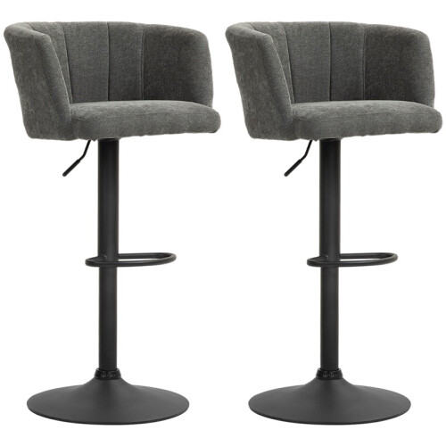 Ensemble de 2 tabourets de bar réglables en hauteur avec repose-pieds, gris 1