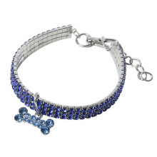 Accessoires de mariage pour animaux de compagnie, collier Ă paillettes en cristal avec pendentif en forme d'os, sangle en lin pour plus