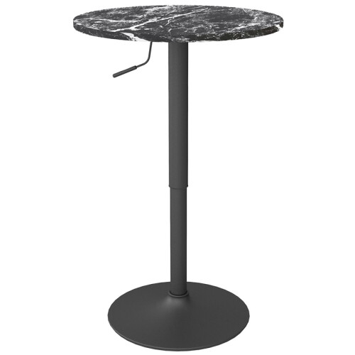 Table de bar à hauteur réglable aspect marbre noir 1