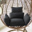 Egg Chair Cushion with Headrest Black Waterproof 2