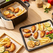 6x6 Tum Oblekta Bakplåtspapper, Rutor för Bakning, Pappersunderlägg för Ugn, Bröd, Kakor, Airfryer-Underlägg