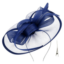 Fascinator bloemenhoed met hoofdbanden en clip-Marineblauw