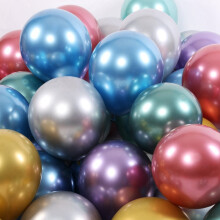 50Pcs 10 Inch Metallic Latex Balloons Thick Chrome Glossy Metal Pearl Balloon Globos for Party Decor - Rose Gold