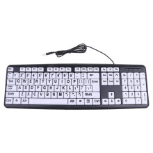 USB-toetsenbord met grote letters en goed zichtbare toetsen voor slechtzienden, gemakkelijk leesbare zwarte lay-out