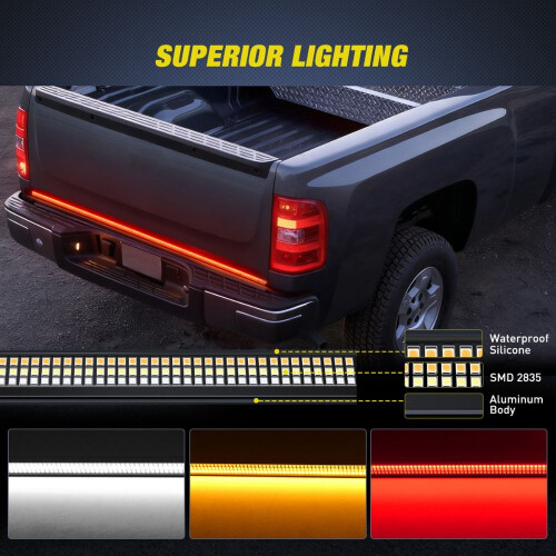 Truck Tailgate Light Strip Aluminum Frame 60 inch Triple 1