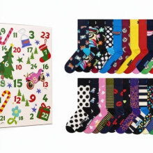 Kerstadventskalender 2025: Sokkencadeauset met 24 dagen voor dames en heren, feestelijke verrassingsdoos.