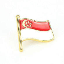 Singaporese vlag badge, landvlag badge, emaille speld, broche, nationale vlag reversspeld, collectie sieraden en accessoires
