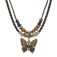 Verstelbare halsketting met trekkoord, stijlvolle vlinderhanger, meerlaagse choker accessoire voor vrouwen