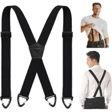 Herenbretels in X-vorm - 3,8 cm brede elastische band met 4 karabijnhaken - Verstelbare antislipbretels voor werkbroeken