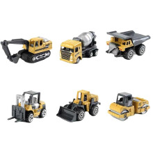 6-teiliges Baustellenfahrzeug-Spielset aus Metalllegierung: LKW, Bagger, Panzer für Kinder