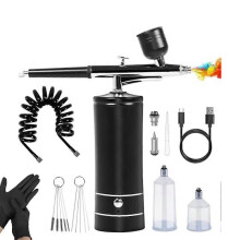 Airbrush-sæt kompatibel med luftkompressor, 27 PSI trådløs højtryksairbrush med slange og handsker, Comp