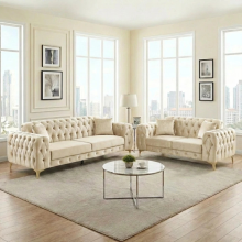 (Cream, 3 Seater) Luxury 1,2,3 Seater Velvet Sofa Chesterfield Settee Lounge Chaise Couch Loveseat