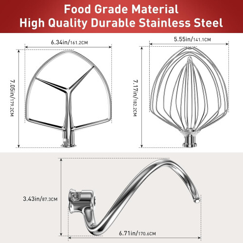 Stainless Steel Stand Mixer Attachments Set 3-Piece 1