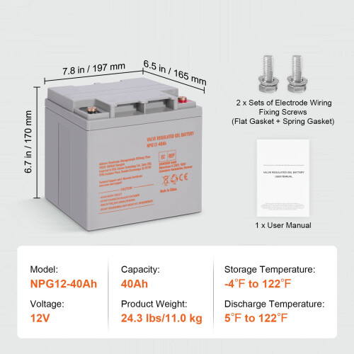 12V 40Ah Deep Cycle AGM Battery 400A Max Discharge 1