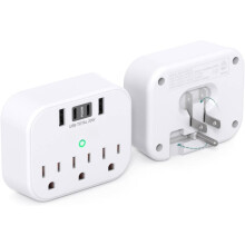 Travel Outlet Extender with Foldable Plug 3 Outlets 4 Plugs