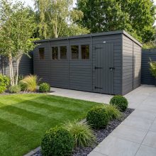 17x8 Pent Composite Shed Tanalised (Single Door, With Windows)