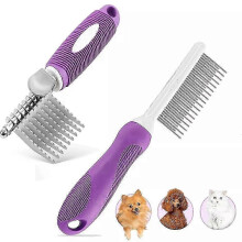 2-osainen, Small Pet Select - Metallinen lemmikkikampa karvanlähtöön ja selvittämiseen, Karvanpoistokampa kaneille, koirille