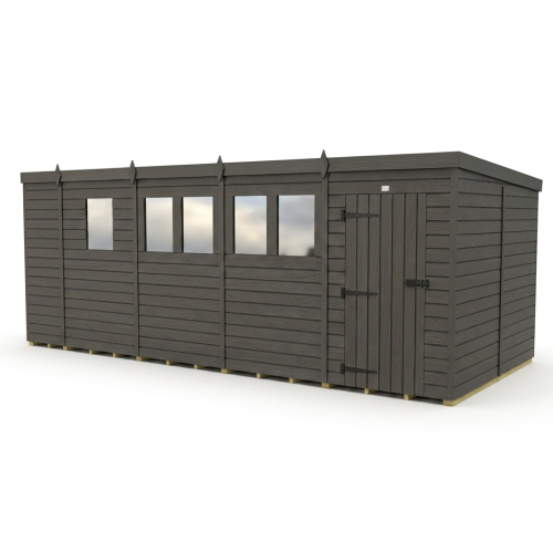 17x8 Pent Composite Shed Tanalised (Single Door, With Windows) 1