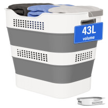 Collapsible Laundry Basket Grey 43L with Handles