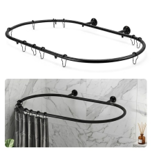 Aluminum Alloy Oval Shower Curtain Rod, Freestanding Clawfoot Tub Hoop