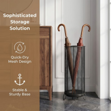 Metal Mesh Umbrella Stand â“ Freestanding Umbrella Holder with Water Tray