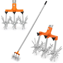 Rotary Cultivator Tool Adjustable Stainless Steel Tiller 112.7-155.5cm Hand
