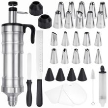 34X Icing Piping Set for Cake Decorating, Stainless Steel Icing Tips & Syringe