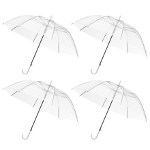 4X Clear Dome See Through Umbrella Walking Brolly,White Handle Ladies Men